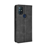 Flip Cover OnePlus Nord N10 Effet Cuir Vintage Stylisé