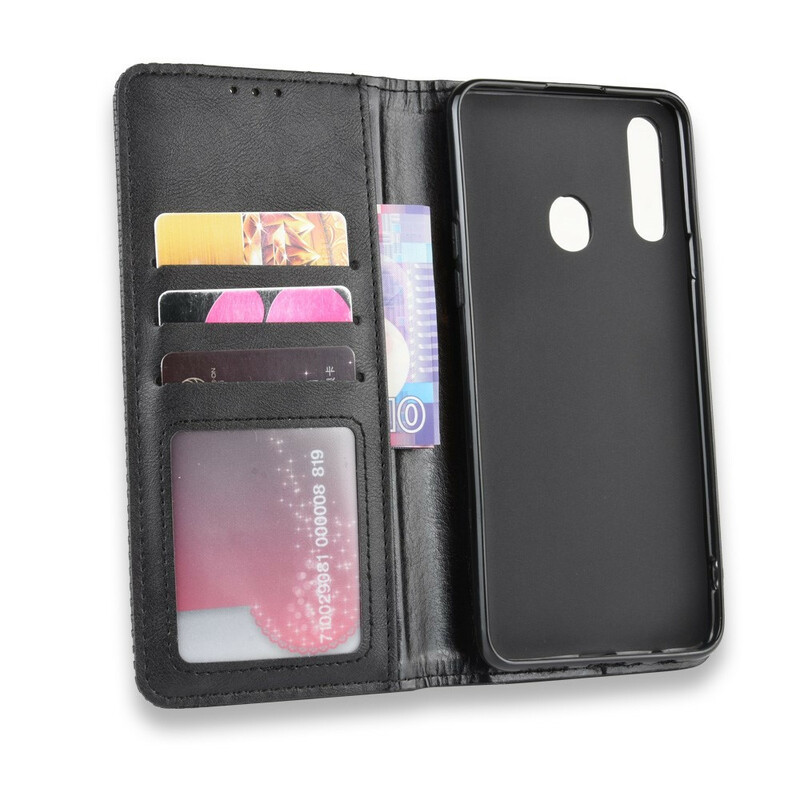 Flip Cover Samsung Galaxy A20s Effet Cuir Vintage Stylisé