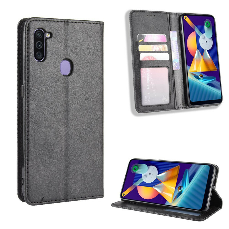 Flip Cover Samsung Galaxy M11 Effet Cuir Vintage Stylisé