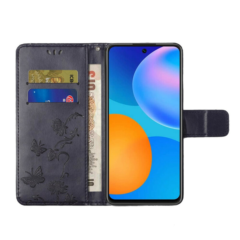 Housse Huawei P Smart 2021 Fleurs à Lanière