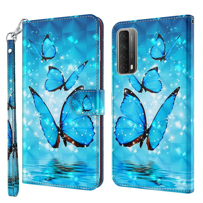 Housse Huawei P Smart 2021 Papillons Bleus Volants