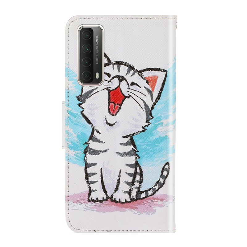 Housse Huawei P Smart 2021 Chaton Couleur à Lanière