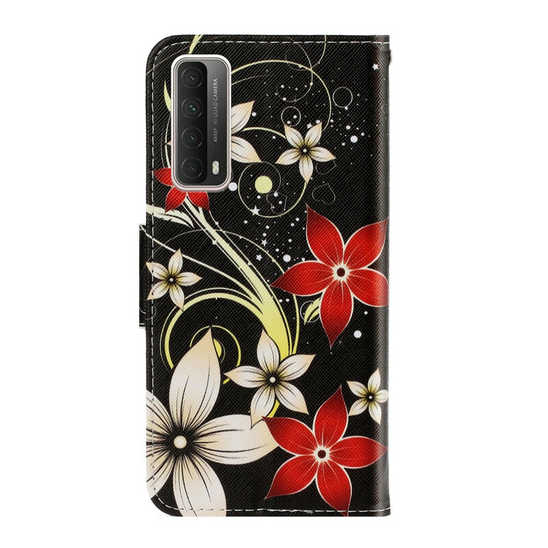 Housse Huawei P Smart 2021 Fleurs Colorées à Lanière