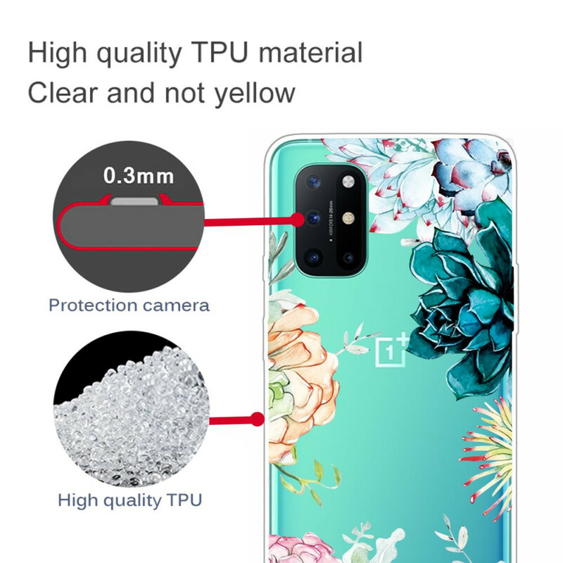 Coque OnePlus 8T Transparente Fleurs Aquarelle