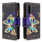 Housse Oppo Find X2 Neo Poche Zippée Papillon Royal