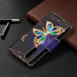 Housse Oppo Find X2 Neo Poche Zippée Papillon Royal