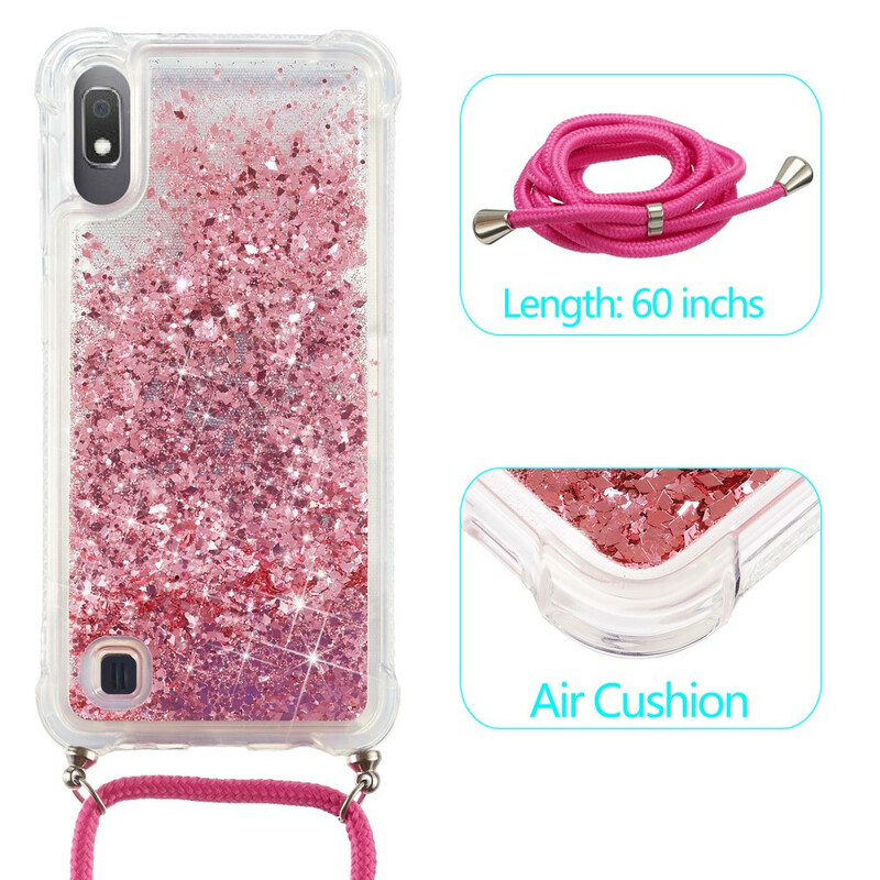 Coque Samsung Galaxy A10 Paillettes avec Cordon