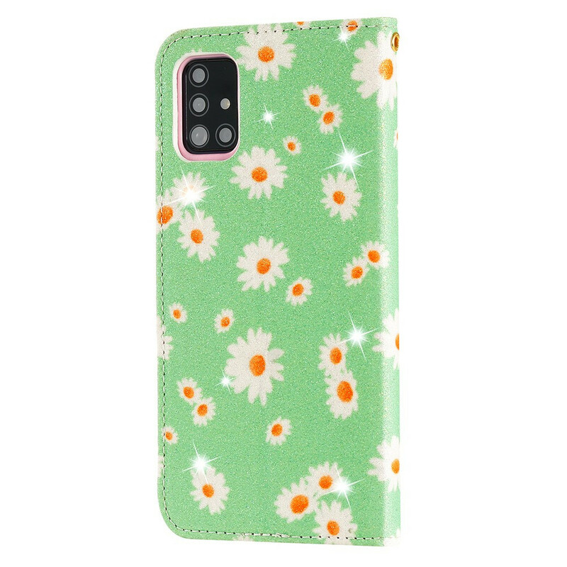 Flip Cover Samsung Galaxy A51 Simili Cuir Marguerites