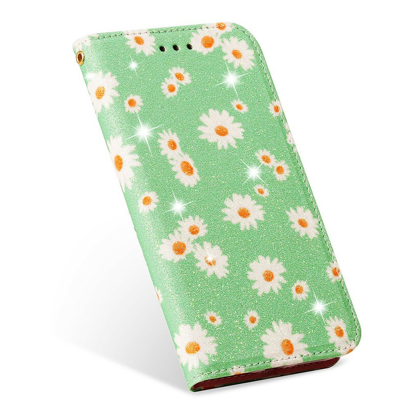 Flip Cover Samsung Galaxy A51 Simili Cuir Marguerites