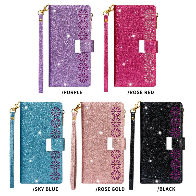 Housse Samsung Galaxy A31 Paillettes Portefeuille Zip