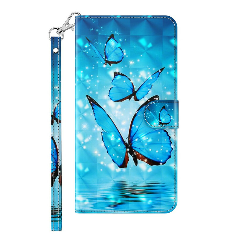 Housse Samsung Galaxy A12 Papillons Bleus Volants