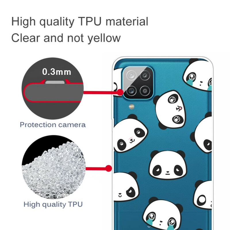 Coque Samsung Galaxy A12 Transparente Pandas Sentimentaux