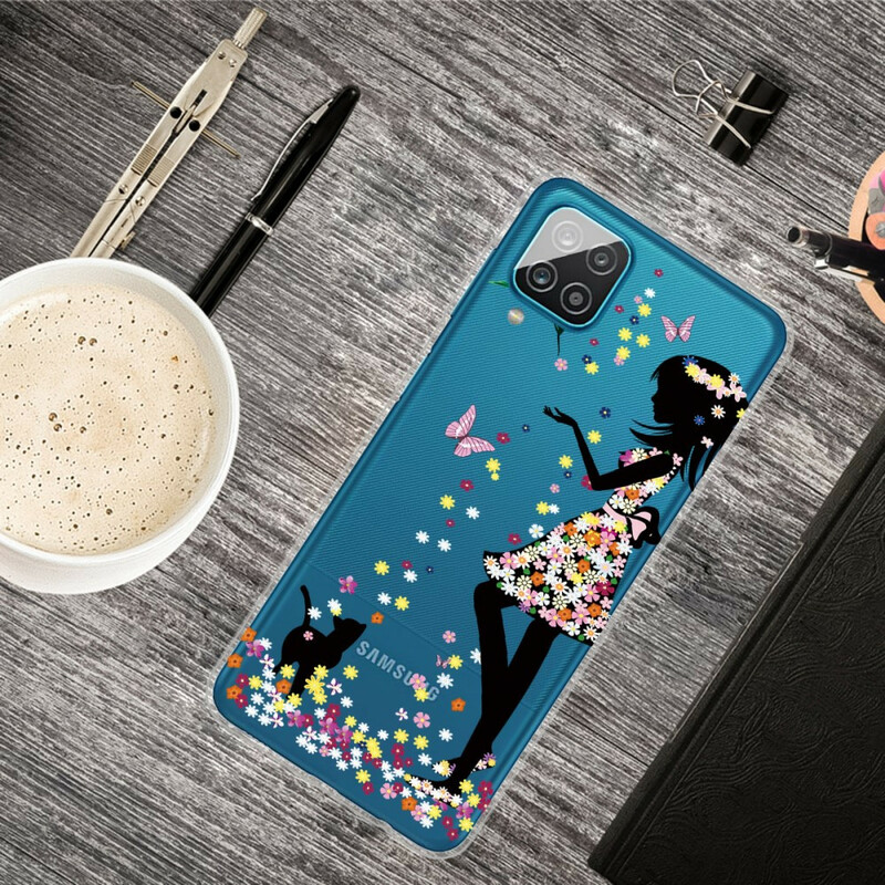 Coque Samsung Galaxy A12 Jolie Tête Fleurie