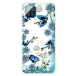 Coque Samsung Galaxy A12 Transparente Papillons et Fleurs Rétros