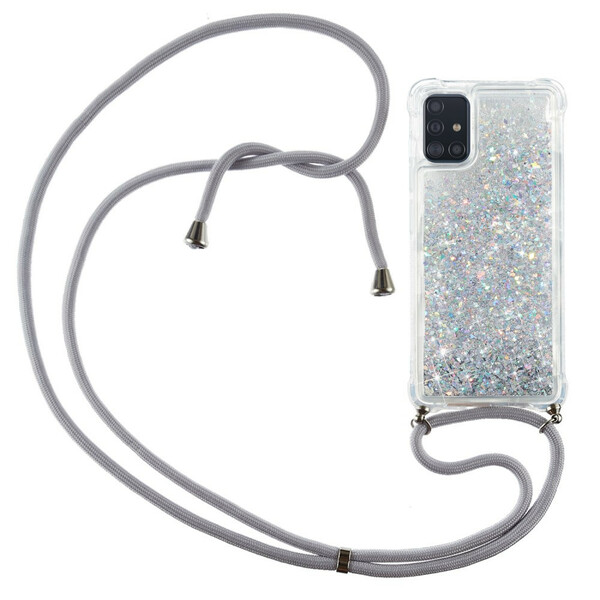 Coque Samsung Galaxy A51 Paillettes avec Cordon