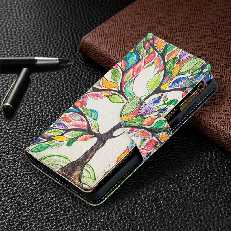 Housse Samsung Galaxy A12 Poche Zippée Arbre