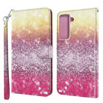 Housse Samsung Galaxy S21 5G Dégradé Paillettes Magenta