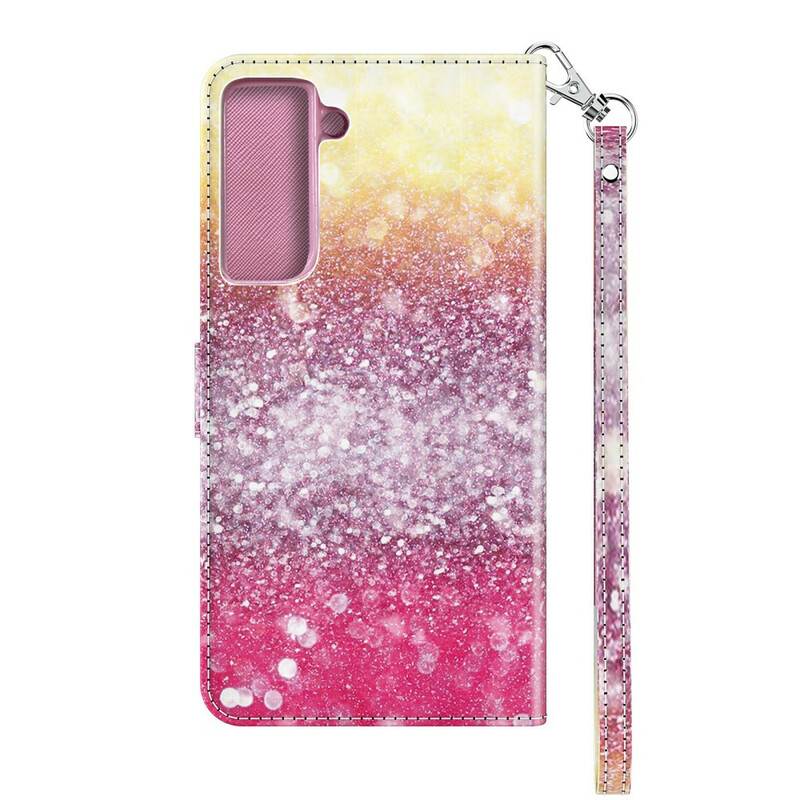 Housse Samsung Galaxy S21 5G Dégradé Paillettes Magenta