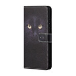 Housse Samsung Galaxy S21 5G Yeux de Chat Noir à Lanière