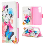 Housse Samsung Galaxy S21 5G Papillons et Fleurs Peints