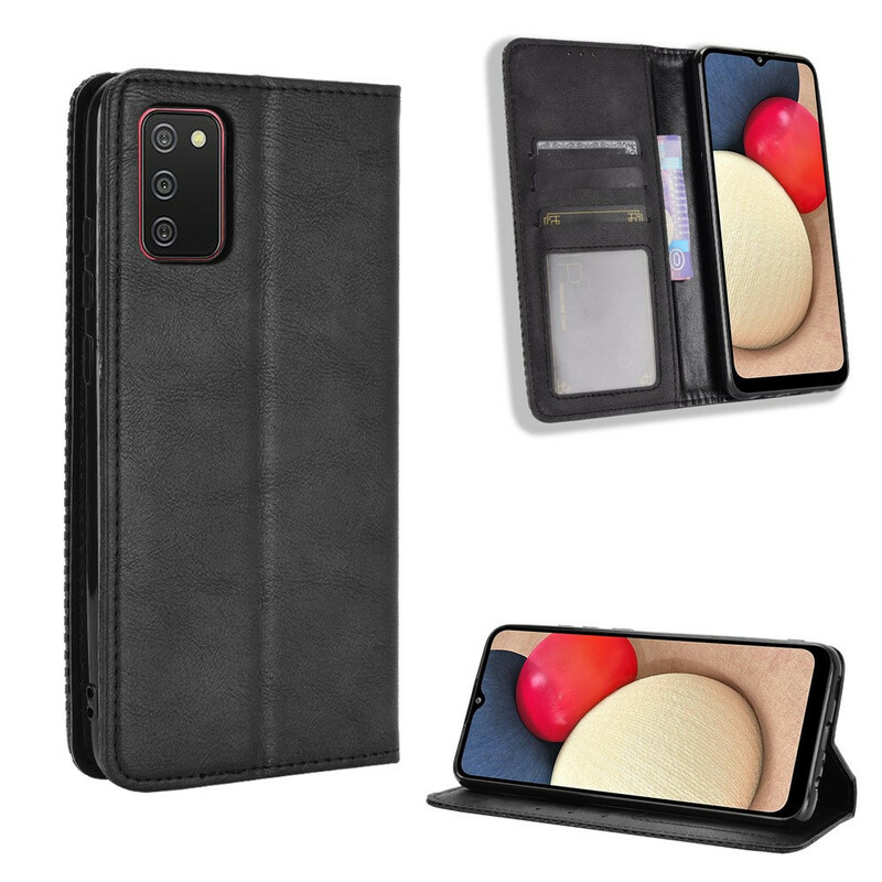 Flip Cover Samsung Galaxy A02s Effet Cuir Vintage Stylisé