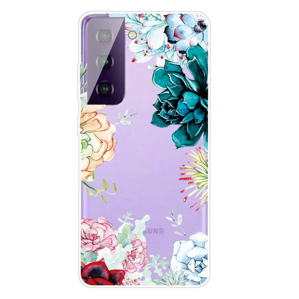 Coque Samsung Galaxy S21 5G Fleurs Aquarelle