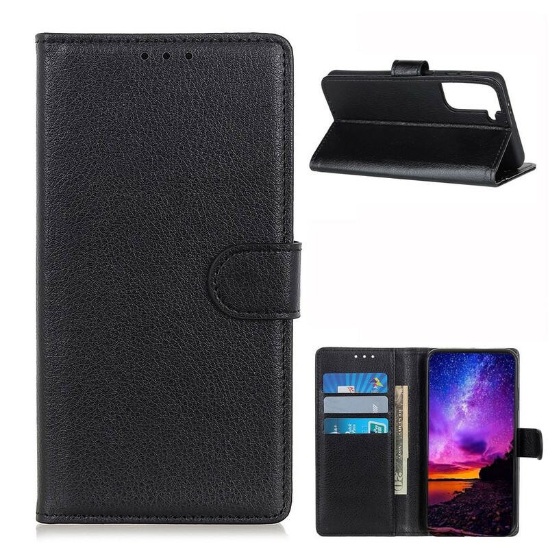 Housse Samsung Galaxy S21 5G Simili Cuir Litchi Traditionnel