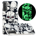 Coque Samsung Galaxy S21 5G Attention Têtes de Mort Fluorescente