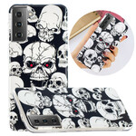 Coque Samsung Galaxy S21 5G Attention Têtes de Mort Fluorescente