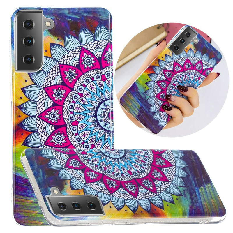 Coque Samsung Galaxy S21 5G Mandala Coloré Fluorescente