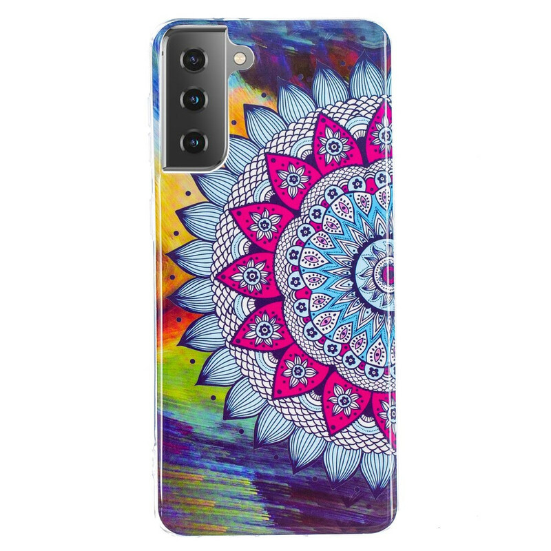 Coque Samsung Galaxy S21 5G Mandala Coloré Fluorescente