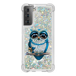 Coque Samsung Galaxy S21 5G Miss Hibou Paillettes