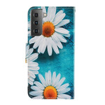 Housse Samsung Galaxy S21 5G Marguerites à Lanière