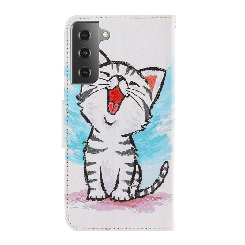 Housse Samsung Galaxy S21 5G Chaton Couleur à Lanière