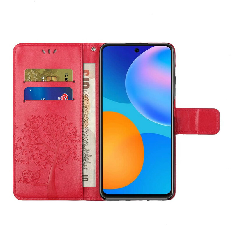 Housse Samsung Galaxy A52 5G Arbre et Hiboux à Lanière