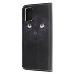 Housse Samsung Galaxy A52 5G Yeux de Chat Noir à Lanière