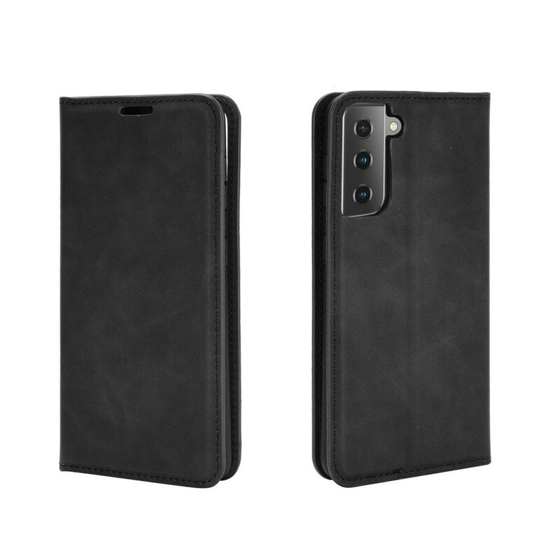 Flip Cover Samsung Galaxy S21 5G Effet Cuir Douceur