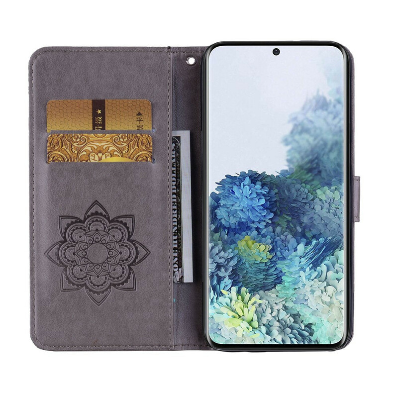 Housse Samsung Galaxy S21 5G Hibou Mandala et Breloque