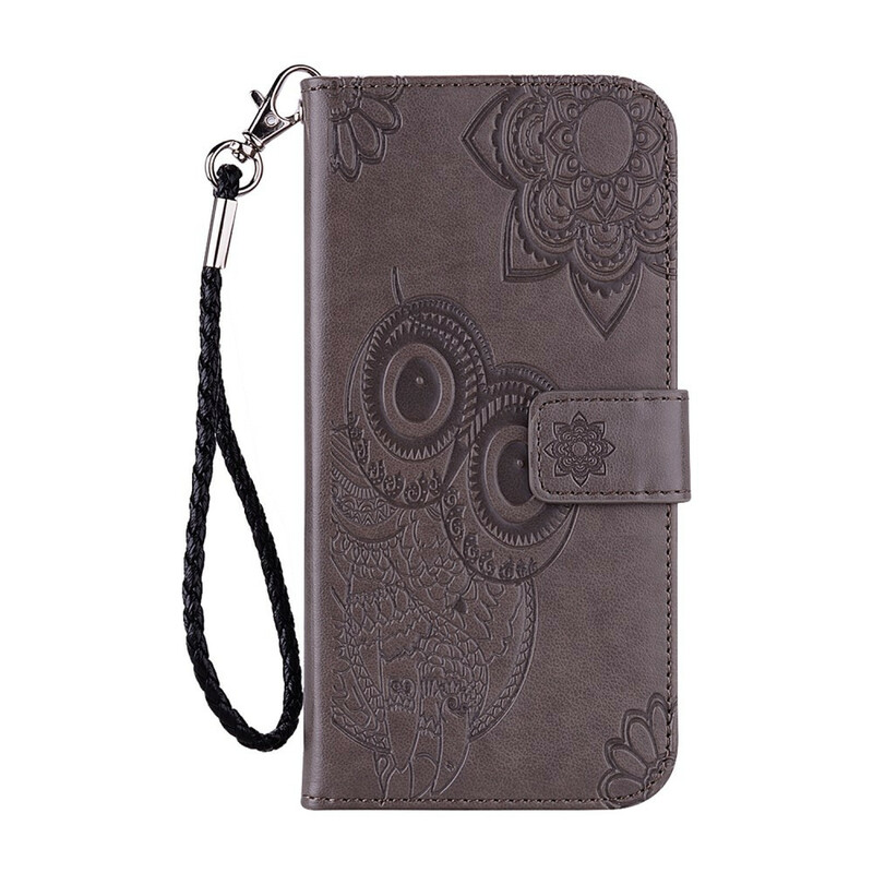 Housse Samsung Galaxy 21 5G Hibou Mandala et Lanière